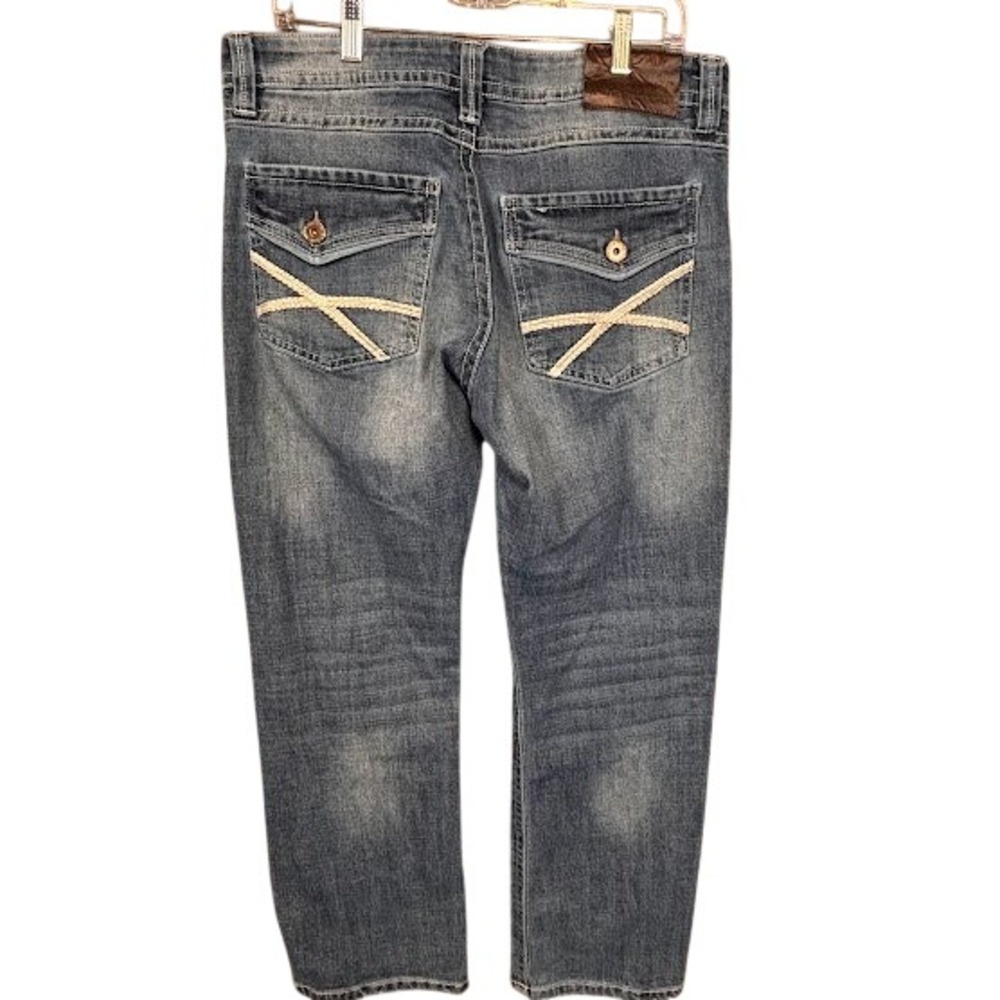 TK Axel‎ Mens Slim Bootcut Jeans Blue Medium Wash Embroidered Pockets 32x30